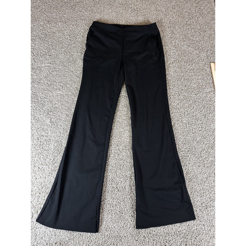 Women's Wide Leg Activewear Pants Black Size L Stretch Pull On Whimsygoth
